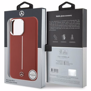Mercedes Silikoninen White Stripe MagSafe suojakuori iPhone 16 Pro Max:lle - punainen