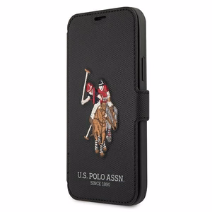 US Polo USFLBKP12SPUGFLBK iPhone 12 mini 5,4" musta lompakkokotelo Polo Embroidery Collection