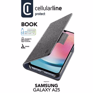 Cellularline Book Case folio-suojakuori Samsung Galaxy A25 5G -laitteelle, musta