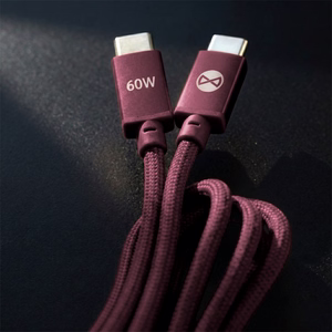 Forever Vibe kaapeli USB-C - USB-C 1,0 m 60W viininpunainen
