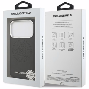 KARL LAGERFELD suojakuori IPHONE 17 Pro:lle MagSafe-yhteensopiva KLHMP17LPSKRPMK (PU W/ Point & Metal Logo) musta