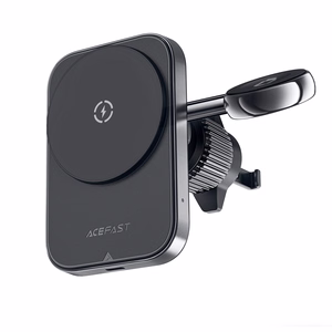 Acefast D18 auton teline MagSafe / Qi induktiivisella laturilla + USB-A USB-C kaapeli - musta