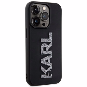 Karl Lagerfeld Suojakuori iPhone 15 Pro Max:lle KLHCP15X3DMBKCK (3D Logo Glitter) musta