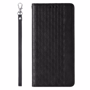 Magneetti hihna Kotelo iPhone 14 Pro Flip lompakko Mini Lanyard Stand Musta