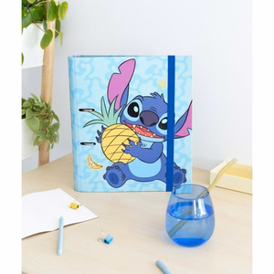 Disney Stitch Tropical A4 -kansio 2 renkaalla ja kuminauhalla