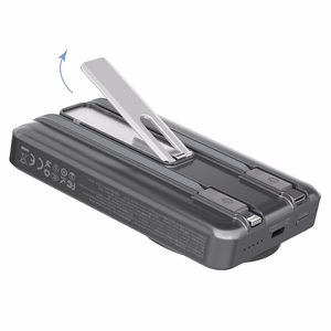 Dudao K29 10000mAh PD 20W MagSafe Power Bank with Metal Case, Stand and Built-in USB-C/ Lightning Cables - Gray