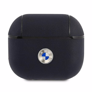 BMW Aitoa nahkaa Silver Logo Case for AirPods 3 - laivastonsinistä