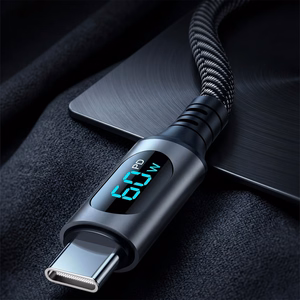 Blavec Zumi punottu kaapeli – Type C–Type C – PD 60W 3A, LCD-näyttö, 1 m, Apple CarPlay/Android Auto (CZU-CC3B10), musta