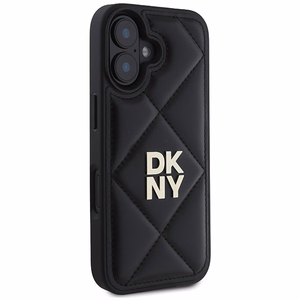 DKNY Quilted Stack Logo iPhone 16:lle Suojakuori - Musta