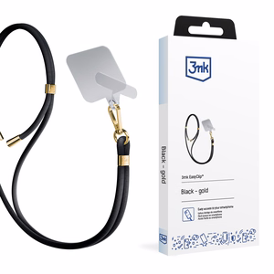 3mk EasyClip puhelimen kaulahihna, musta (kultaiset osat)