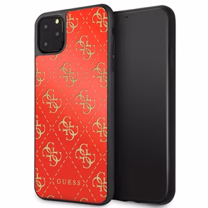 Guess GUHCN654GGPRE iPhone 11 Pro Max punainen/punainen kova kotelo 4G Double Layer Glitter