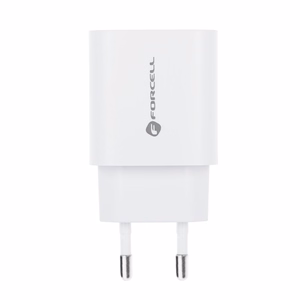 Puhelimen laturi Forcell F-Energy USB C + USB A QC4.0 PD 3A 30W TFK-TC-30WPD valkoinen