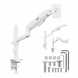 Ergo Office ER-691 W – kaasujousellinen näytönvarsi 17–32 tuuman näytölle, 1–10 kg, VESA enintään 100×100, mattavalkoinen
