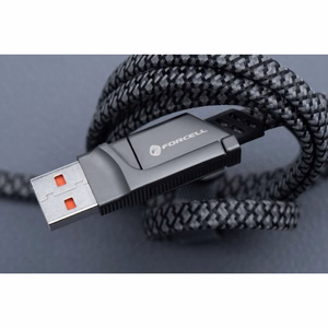 Kaapeli 4in1 USB C / USB A - USB C / Lightning Forcell F-Energy QC PD 3A 60W 1 m C241 kromi