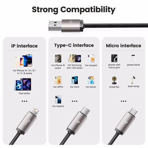 Tech-Protect UltraBoost 3in1 USB-A - Lightning / USB-C / micro USB 3.5A kaapeli 1m - harmaa