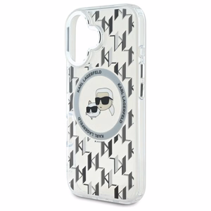 Karl Lagerfeld IML Monogram Karl ja Choupette Head MagSafe iPhone 16 Suojakuori - Kirkas