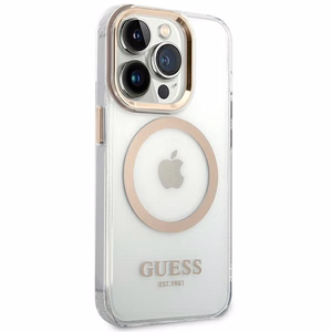 Guess GUHMP14XHTRMD iPhone 14 Pro Max 6.7 "kulta / kulta kova kotelo Metal Outline Magsafe