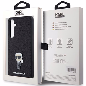 Karl Lagerfeld Fixed Glitter Ikonik Logo Metal Pin Suojakuori Samsung Galaxy A35:lle - musta