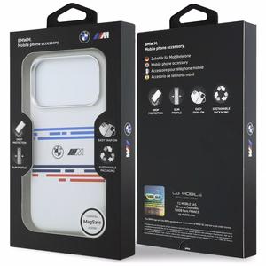 BMW M Silicon Horizontal Line MagSafe Suojakuori iPhone 17 Prolle - Valkoinen
