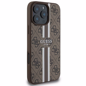 Guess 4G Printed Stripes MagSafe kotelo iPhone 16 Pro Max - ruskea