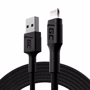 Green Cell KABGC12 USB-A–Lightning -kaapeli, 2 m, musta