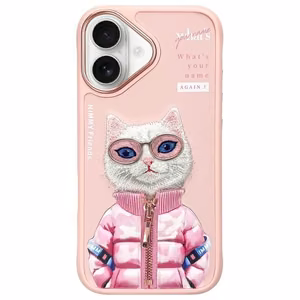 NIMMY Suojakuori COOL&CUTE 2.0 Kissa iPhone 16:lle vaaleanpunainen