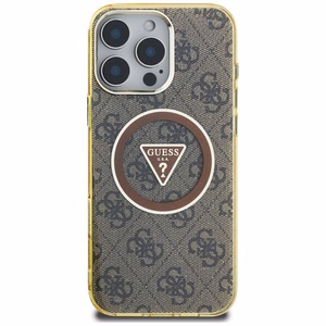 GUESS Suojakuori iPhone 16 Pro Max:lle MagSafe-yhteensopiva GUHMP16XHG4PRTGW (IML Metal Glitter 4G Circle Triangle) Ruskea