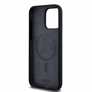 DKNY Liquid Silikoninen White Printed Logo MagSafe Suojakuori iPhone 14 Pro Max:lle - musta