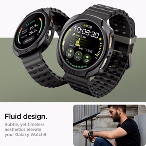 Spigen Liquid Air Suojakuori Samsung Galaxy Watch 8 44mm:lle - Matta Musta