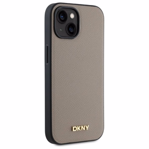 DKNY Grained Metal Logo MagSafe Suojakuori iPhone 15:lle - beige