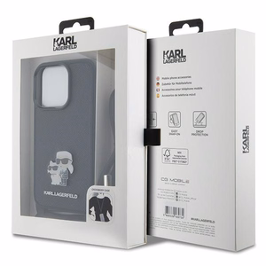 Karl Lagerfeld Crossbody Saffiano Metal Pin Karl & Choupette Suojakuori iPhone 15 Pro:lle - musta