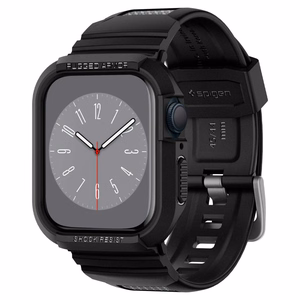 Spigen Rugged Armor Pro -kotelo hihnalla Apple Watch 4 / 5 / 6 / 7 / 8 / SE (44/45 mm) - musta