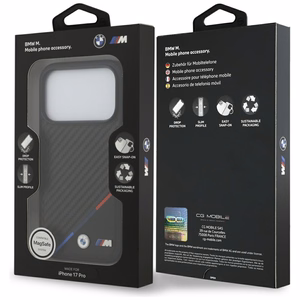BMW M Carbon Tricolor Line MagSafe -suojakuori iPhone 17 Pro - musta