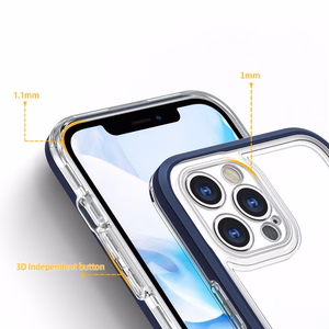 Kirkas 3in1 tapauksessa iPhone 12 Pro Max sininen kehys geeli kansi