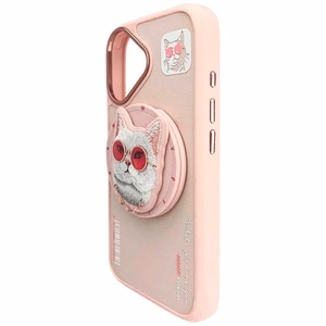 Nimmy Glasses Cool Cat MagSafe Suojakuori iPhone 16:lle - vaaleanpunainen