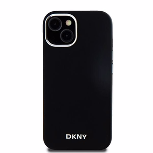 DKNY Liquid Silikoninen Small Metal Logo MagSafe Suojakuori iPhone 15 Plus / 14 Plus:lle - musta