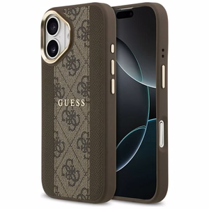 GUESS Suojakuori iPhone 17:lle MagSafe-yhteensopiva GUHMP17SPG4SEMCW (PU W/ 4G Stripe) ruskea