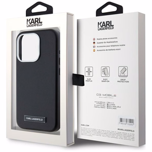 Karl Lagerfeld FW Metal Plate MagSafe Suojakuori iPhone 15 Pro Max:lle - musta