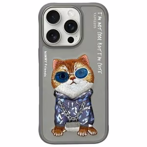 NIMMY Suojakuori GLASSES COOL CAT iPhone 16 Pro Max:lle harmaa