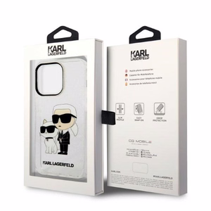 Karl Lagerfeld Glitter Karl&Choupette case for iPhone 14 Pro - transparent