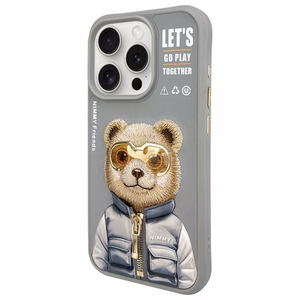 NIMMY Suojakuori COOL&CUTE 2.0 Karhu iPhone 15 Pro Max:lle harmaa