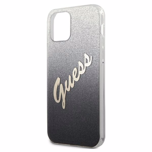 Guess GUHCP12MPCUGLSBK iPhone 12/12 Pro 6.1" musta/musta kovakotelo Glitter Gradientti Script