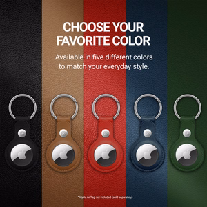Crong leather protective key-ring case for Apple AirTag 1 / 2, green