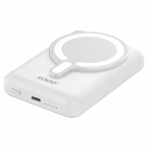 Savio BA-13 varavirtalähde 10 000 mAh langattomalla latauksella, valkoinen