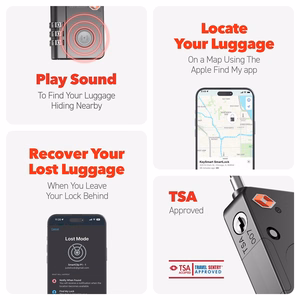 KEYSMART SmartLock; TSA hyväksytty Find My lukko, musta