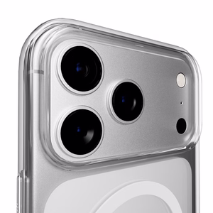 Puro Lite Mag TPU+PC suojakuori MagSafe-yhteensopiva iPhone 17 Pro:lle - läpinäkyvä valkoisella renkaalla