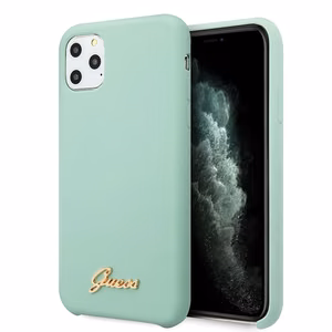 Guess GUHCN65LSLMGG iPhone 11 Pro Max vihreä/vihreä kova kotelo Silikoni Vintage Gold Logo
