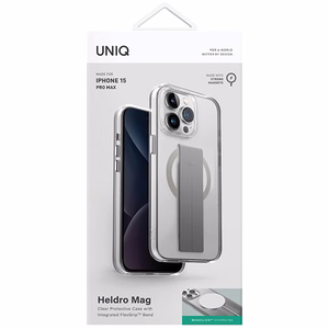 Uniq Heldro Mag Magclick latauva Suojakuori iPhone 15 Pro Maxille - läpinäkyvä