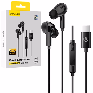 Blavec BHS-01 USB-C -nappikuulokkeet mikrofonilla ja DAC-muuntimella (BHS01-B), mustat