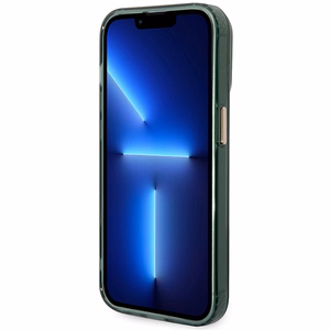 Guess GUHMP14LHTCMA iPhone 14 Pro 6.1" vihreä/khaki kovakotelo kultaääriviiva läpinäkyvä MagSafe